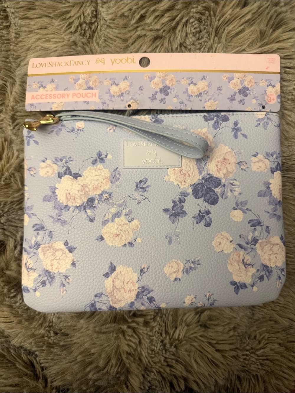 LoveShackFancy Light Blue Floral Wristlet Pouch